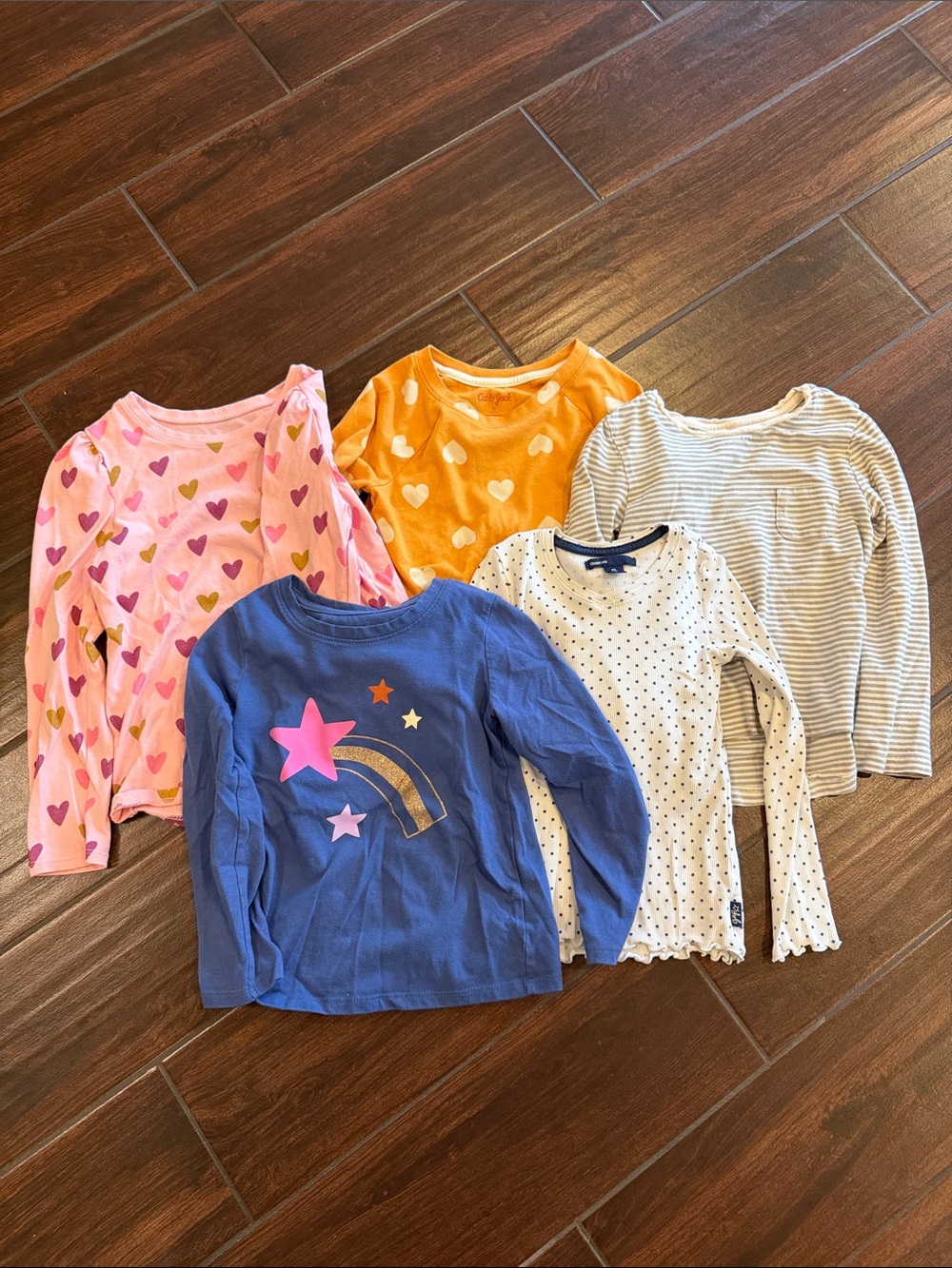 Kids XS 4/5 Long-Sleeve Top Bundle - Pink, Orange, Blue, White, Cream